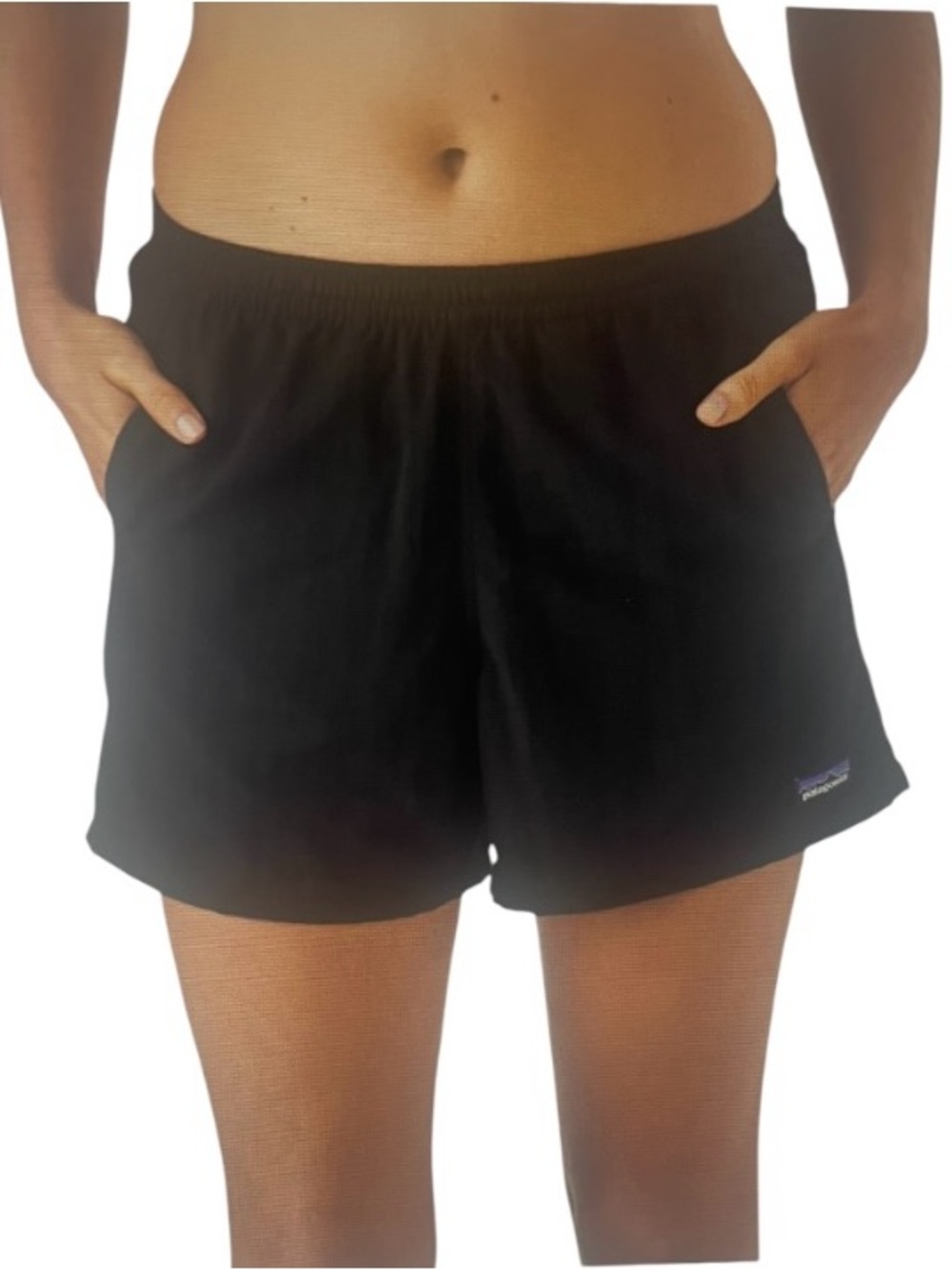 PATAGONIA Worn Wear Black Elastic Waist Recycled Nylon Pocket Shorts Medium